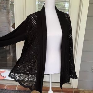 Logo Lavish, size 1X, black lace cardigan